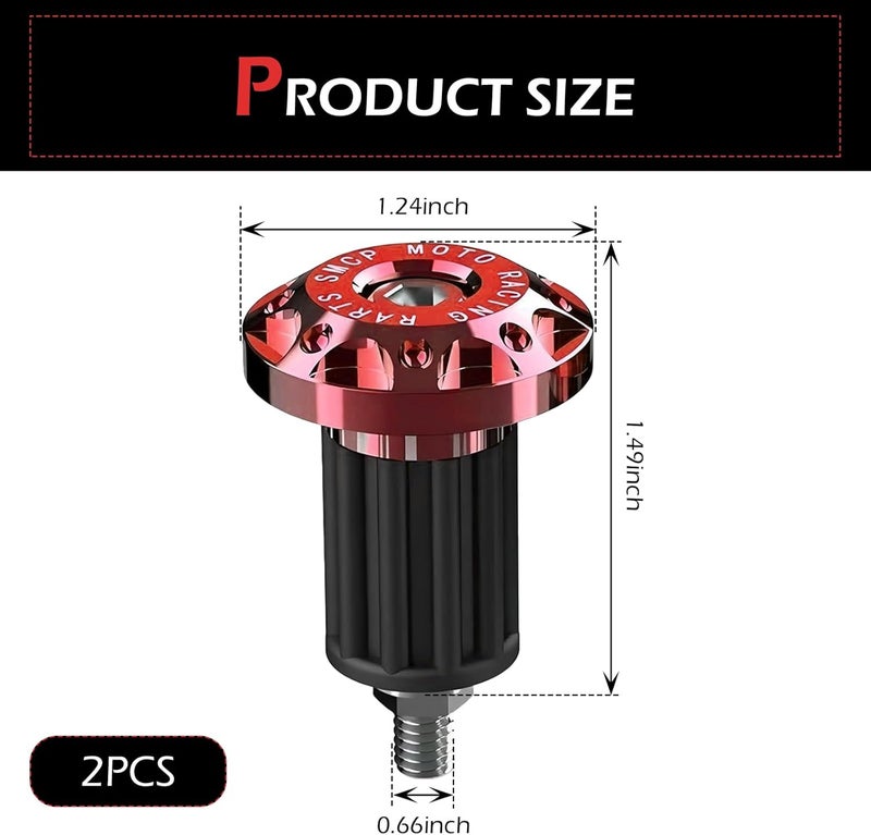 Merdege 2 PCS Motorcycle Bar End Plug, Aluminum Alloy Handlebar Grip End Caps for Electric Car Scooters, Off-Road Motorcycles (Red) - Image 2